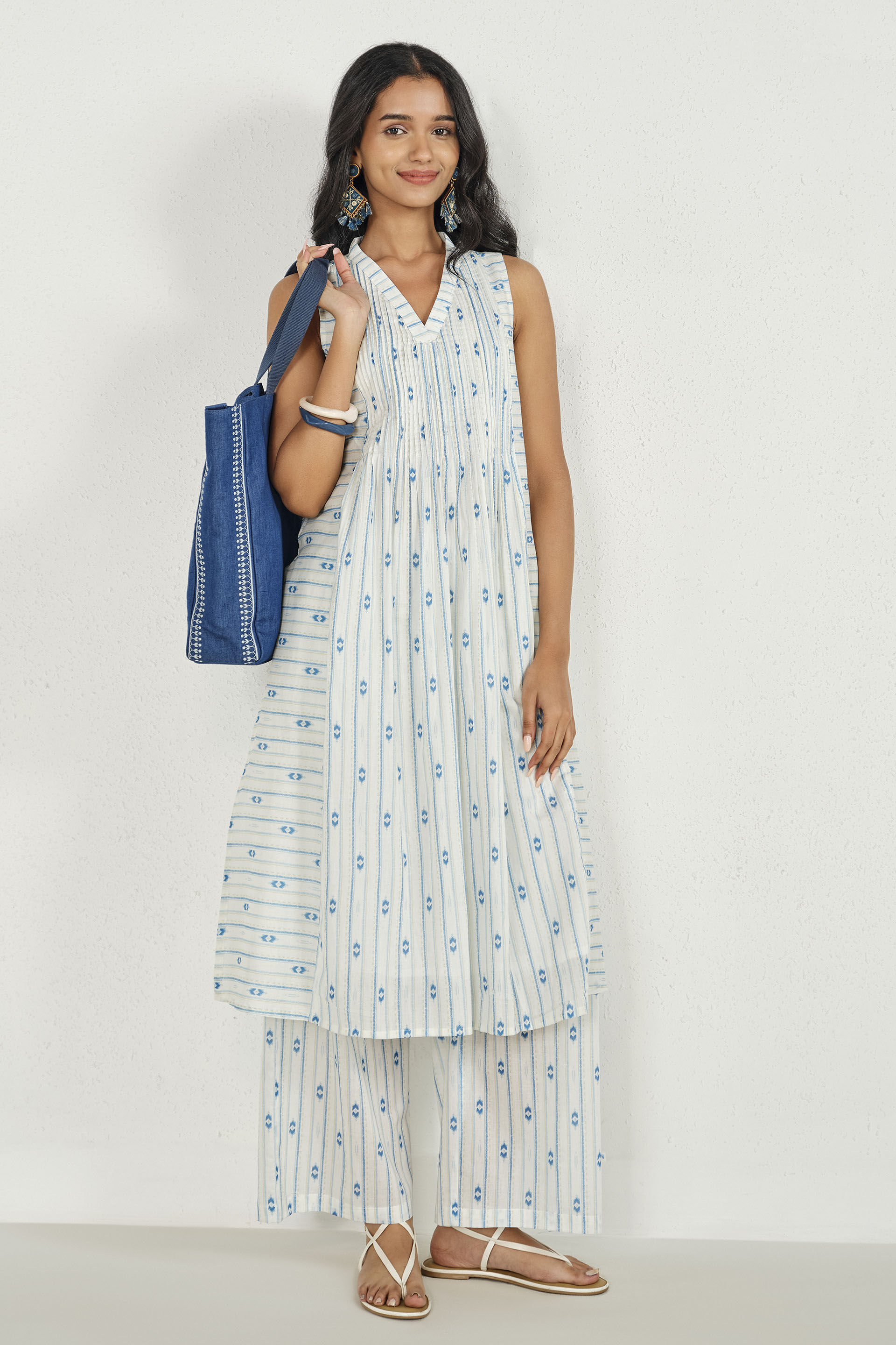 Sharvari Cotton Kurta Set, White, image 5